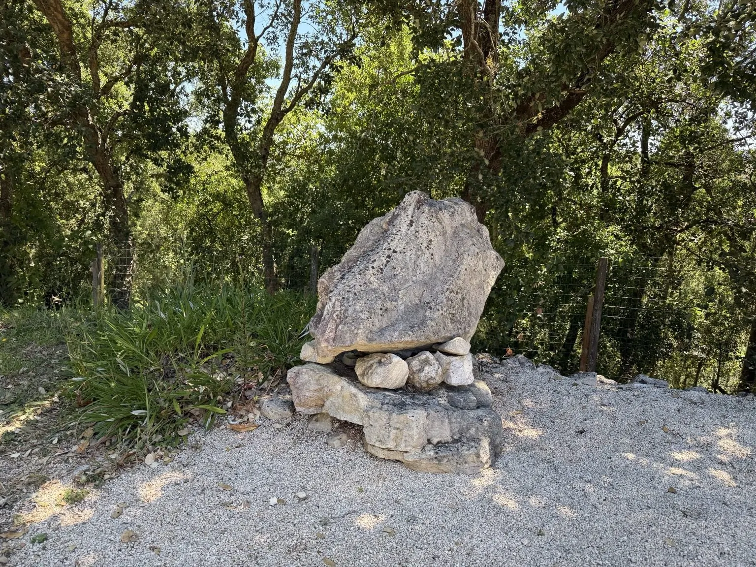 Stone cairn in woodland